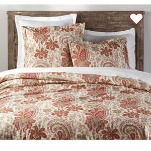 Pottery Barn Charlie Paisley Organic Percale King Duvet Cover and 3 Euro shams